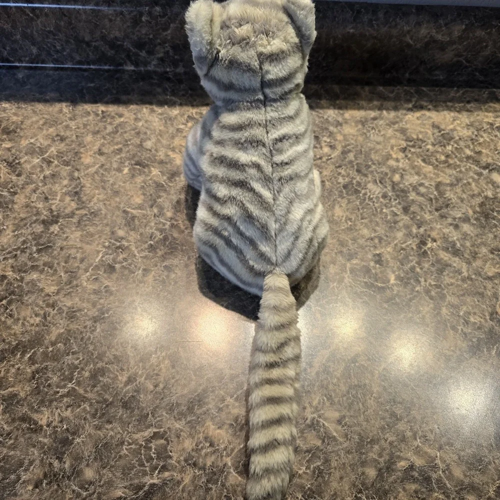 Ty Beanie Buddies Collection Vintage Striped Cat‎ Grey Beige 12
